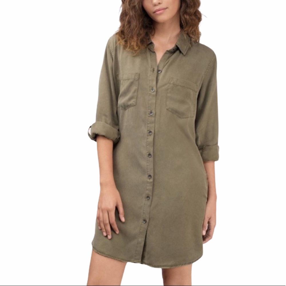 Thread & Supply Olive Button Shirt Dress